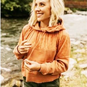 FREE PEOPLE Piper Multimedia Pullover Crop Hoodie